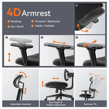 Cargar imagen en el visor de la galería, Newtral MagicH002 Ergonomic Office Chair - Adaptive Lumbar Support, Adjustable Headrest & 4D Armrests for Ultimate Comfort