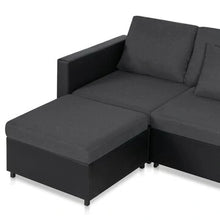 Carica l'immagine nel visualizzatore di Gallery, Pull-Out Sofa Bed - 4-Seater Black Artificial Leather | Top-Rated Comfort & Style