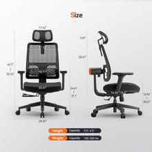 Cargar imagen en el visor de la galería, Newtral MagicH002 Ergonomic Office Chair - Adaptive Lumbar Support, Adjustable Headrest & 4D Armrests for Ultimate Comfort