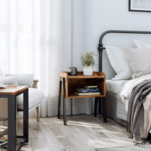 Cargar imagen en el visor de la galería, VASAGLE Rustic Stackable Side Table with Open Storage - Top-Rated Nightstand in Brown & Black