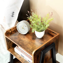 Cargar imagen en el visor de la galería, VASAGLE Rustic Stackable Side Table with Open Storage - Top-Rated Nightstand in Brown & Black