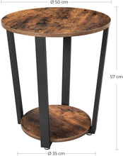 Load image into Gallery viewer, VASAGLE Round Industrial Side Table with Storage Shelf - Top-Rated & User-Friendly
