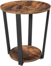 Load image into Gallery viewer, VASAGLE Round Industrial Side Table with Storage Shelf - Top-Rated & User-Friendly