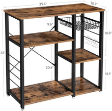 Cargar imagen en el visor de la galería, VASAGLE Rustic Brown Standing Baker's Rack - Top-Rated, User-Friendly Design