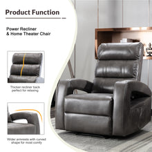 Lade das Bild in den Galerie-Viewer, Power Motion Recliner With Usb Charge Port And Two Cup Holders -pu Leather Lounge Chair For Living Room grey