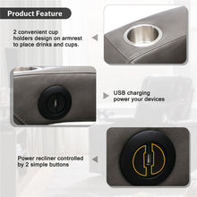 Lade das Bild in den Galerie-Viewer, Power Motion Recliner With Usb Charge Port And Two Cup Holders -pu Leather Lounge Chair For Living Room grey