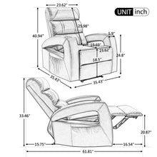 Lade das Bild in den Galerie-Viewer, Power Motion Recliner With Usb Charge Port And Two Cup Holders -pu Leather Lounge Chair For Living Room grey