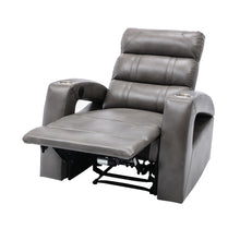 Lade das Bild in den Galerie-Viewer, Power Motion Recliner With Usb Charge Port And Two Cup Holders -pu Leather Lounge Chair For Living Room grey