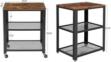 Load image into Gallery viewer, VASAGLE Rustic Brown Serving Cart - Top-Rated Heavy-Duty Kitchen Trolley & Storage Organizer