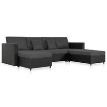 Carica l&#39;immagine nel visualizzatore di Gallery, Pull-Out Sofa Bed - 4-Seater Black Artificial Leather | Top-Rated Comfort &amp; Style
