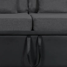 Carica l&#39;immagine nel visualizzatore di Gallery, Pull-Out Sofa Bed - 4-Seater Black Artificial Leather | Top-Rated Comfort &amp; Style
