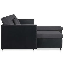 Carica l&#39;immagine nel visualizzatore di Gallery, Pull-Out Sofa Bed - 4-Seater Black Artificial Leather | Top-Rated Comfort &amp; Style
