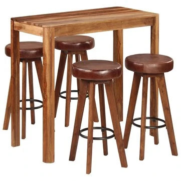 5-Piece Solid Sheesham Wood Bar Set - Top-Rated & User-Friendly Design