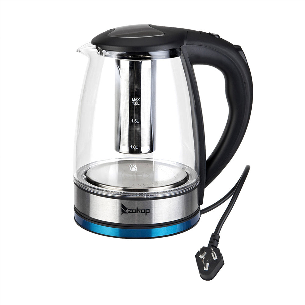 ZOKOP HD-1861-A 110V 1500W 1.8L  Electric Glass  Kettle With Filter black