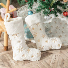 Load image into Gallery viewer, Plush Embroidered Christmas  Stockings With Snowflake Pattern For Christmas Decorations gold
