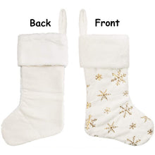 Load image into Gallery viewer, Plush Embroidered Christmas  Stockings With Snowflake Pattern For Christmas Decorations gold
