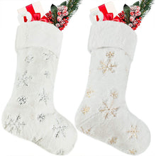 Load image into Gallery viewer, Plush Embroidered Christmas  Stockings With Snowflake Pattern For Christmas Decorations gold
