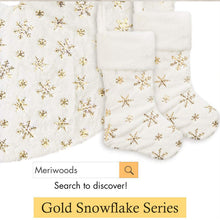 Load image into Gallery viewer, Plush Embroidered Christmas  Stockings With Snowflake Pattern For Christmas Decorations gold
