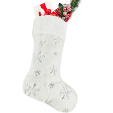 Load image into Gallery viewer, Plush Embroidered Christmas  Stockings With Snowflake Pattern For Christmas Decorations silver
