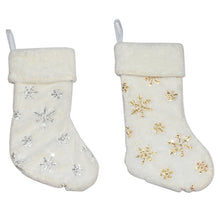 Load image into Gallery viewer, Plush Embroidered Christmas  Stockings With Snowflake Pattern For Christmas Decorations silver
