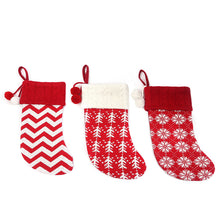 Load image into Gallery viewer, Knitting Wool Wave Christmas  Stockings With Snowflake Reindeer Pattern For Christmas Decorations W519B small tree Christmas stockings
