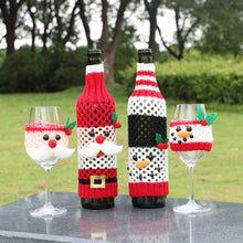 Load image into Gallery viewer, Christmas  Element  Bottle  Cover  Cup  Sleeve Santa Claus Snowman Cartoon Christmas Table Decorations Grid wine cover snowman
