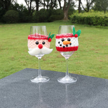 Load image into Gallery viewer, Christmas  Element  Bottle  Cover  Cup  Sleeve Santa Claus Snowman Cartoon Christmas Table Decorations Grid wine cover snowman
