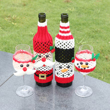 Load image into Gallery viewer, Christmas  Element  Bottle  Cover  Cup  Sleeve Santa Claus Snowman Cartoon Christmas Table Decorations Grid wine cover snowman
