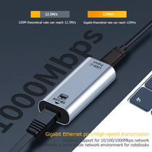 Load image into Gallery viewer, 1m Usb3.0 To Rj45 Adapter Supports Gigabit Network Usb 3.0 Up To 5gbps silver
