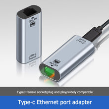 Carica l&#39;immagine nel visualizzatore di Gallery, 1m Type C To Gigabit Ethernet Usb Type C To Ethernet Adapter Supports 10/100/1000 Mbps Speed silver
