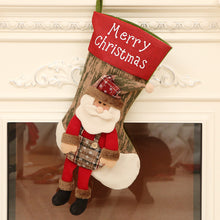 Charger l&#39;image dans la galerie, Linen Cloth Christmas Stockings With Santa Claus Snowman Reindeer Pattern For Christmas Decorations W516 Santa Claus Long Feet Christmas Stocking
