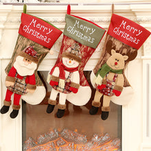 Charger l&#39;image dans la galerie, Linen Cloth Christmas Stockings With Santa Claus Snowman Reindeer Pattern For Christmas Decorations W516 Santa Claus Long Feet Christmas Stocking
