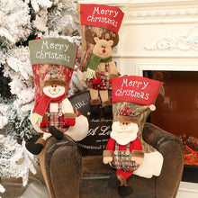 Charger l&#39;image dans la galerie, Linen Cloth Christmas Stockings With Santa Claus Snowman Reindeer Pattern For Christmas Decorations W516 Santa Claus Long Feet Christmas Stocking
