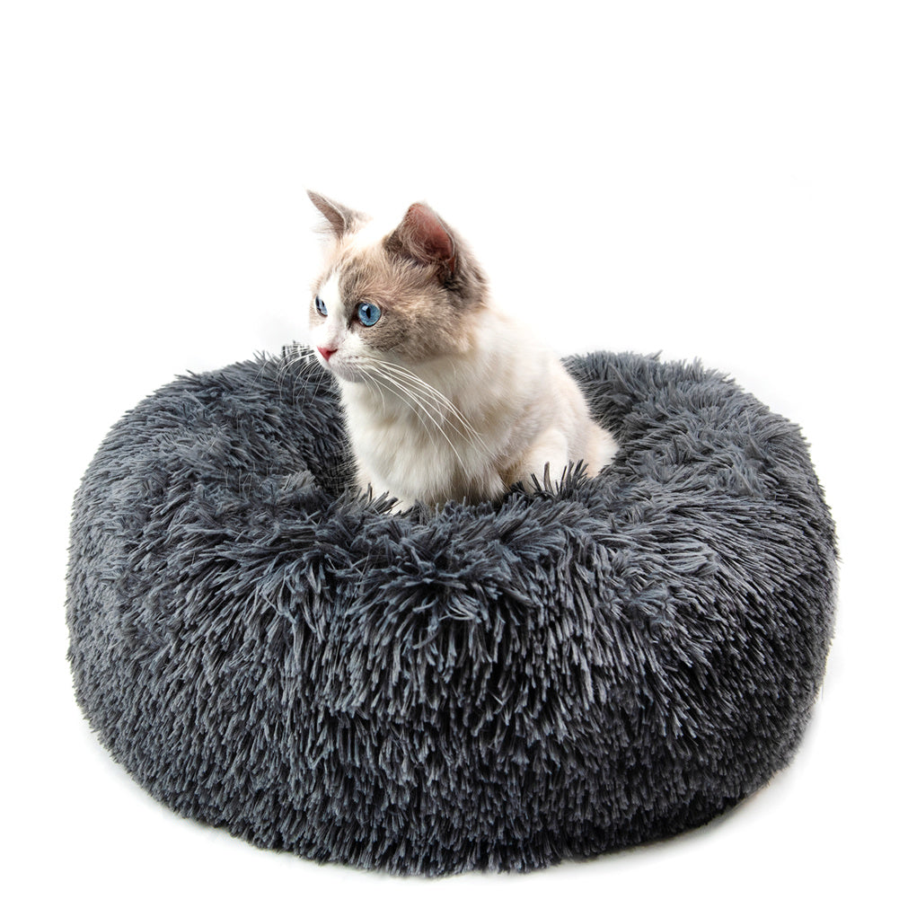Donut Calming Dog  Beds For Small Medium Large Dogs Cats Fluffy Warming Washable Pet Bed 50CM