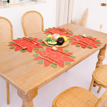 Load image into Gallery viewer, Christmas Flower Placemat Table Napkin Dinner Cover Holiday Atmosphere Decoration Red big flower placemat
