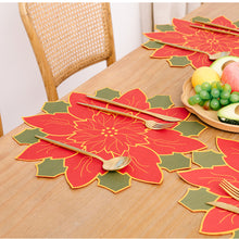 Load image into Gallery viewer, Christmas Flower Placemat Table Napkin Dinner Cover Holiday Atmosphere Decoration Red big flower placemat
