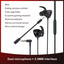 Lade das Bild in den Galerie-Viewer, Gaming  Headset Pluggable In-ear Mobile Computer Wired Headset (with Microphone) Black red
