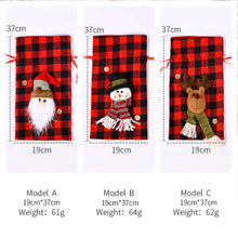 Carica l&#39;immagine nel visualizzatore di Gallery, Fabric Plaid Christmas Candy Gift  Bag Pocket Gift Christmas Ornaments For Children santa claus
