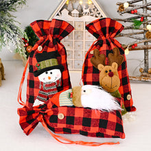 Carica l&#39;immagine nel visualizzatore di Gallery, Fabric Plaid Christmas Candy Gift  Bag Pocket Gift Christmas Ornaments For Children santa claus
