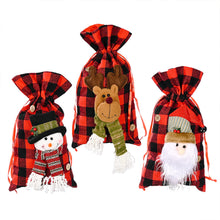 Carica l&#39;immagine nel visualizzatore di Gallery, Fabric Plaid Christmas Candy Gift  Bag Pocket Gift Christmas Ornaments For Children santa claus
