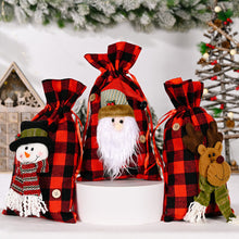 Carica l&#39;immagine nel visualizzatore di Gallery, Fabric Plaid Christmas Candy Gift  Bag Pocket Gift Christmas Ornaments For Children santa claus
