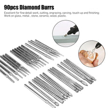 Cargar imagen en el visor de la galería, 90 Pcs/set Diamond  Burr Bits Drill Set Rotary Multi Tool Accessories Kit For Dremel 3 pcs
