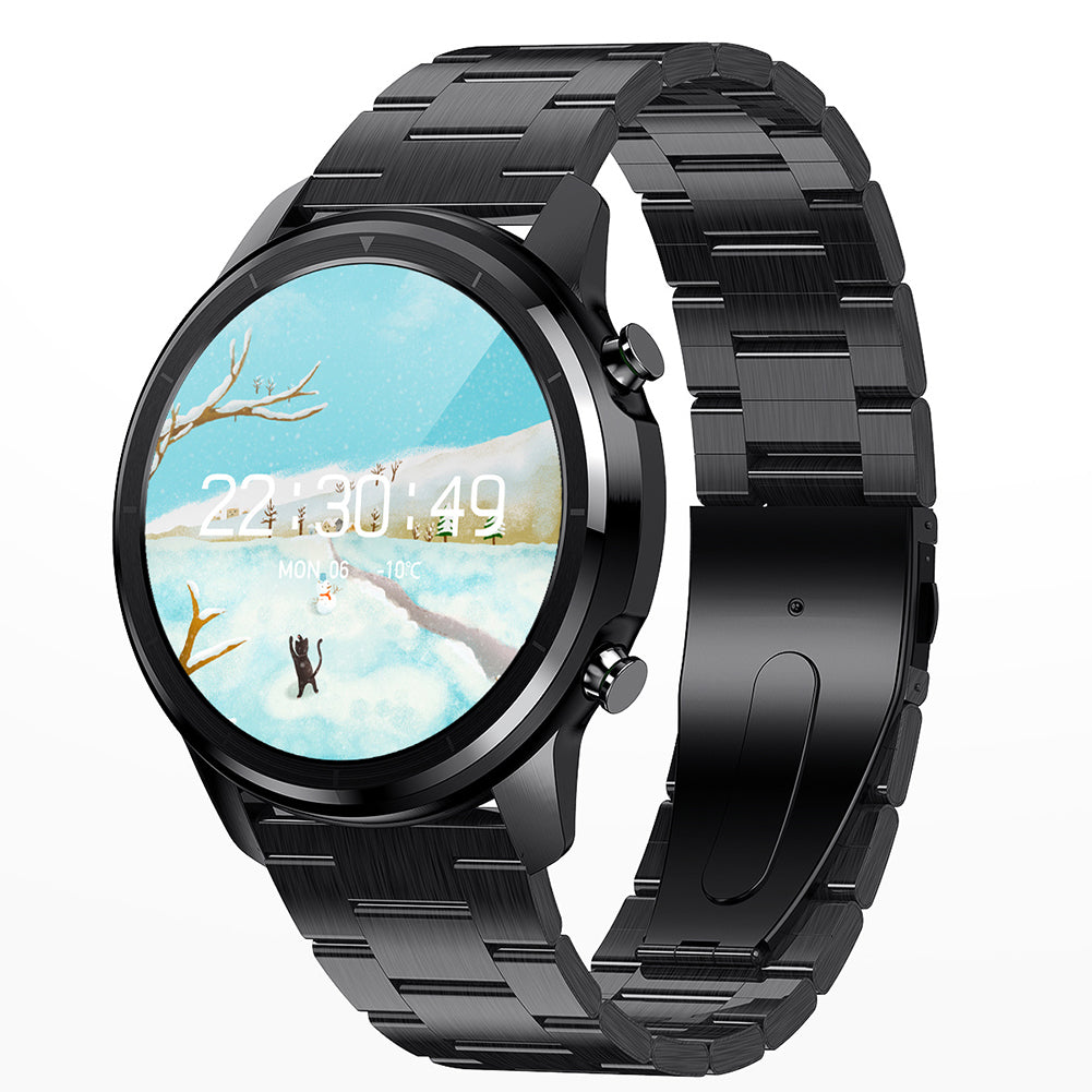 Original LEMFO Lf26 Smart  Watch Hd Ips Screen Custom Dial Sport Record Smartwatch For Android Ios Huawei Xiaomi Black dial black steel belt