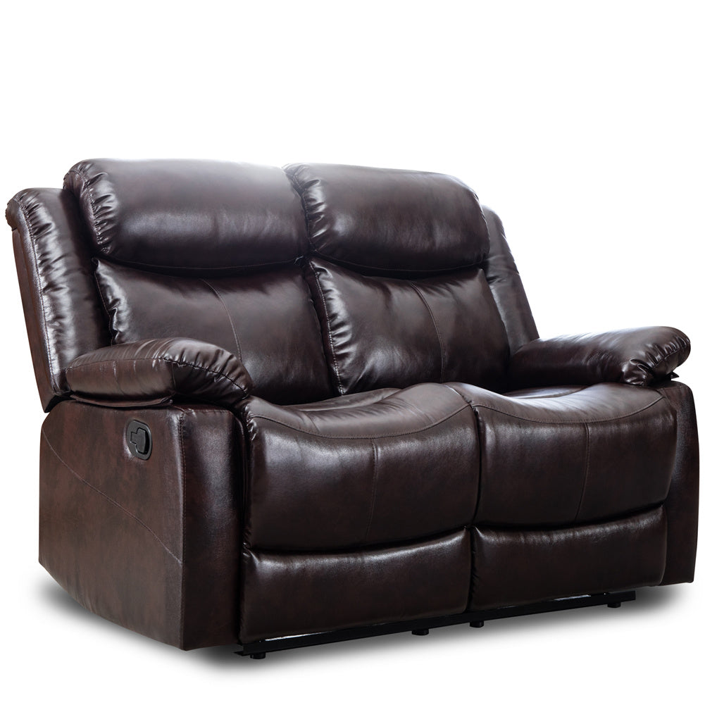 Pu Leather Reclining Living Room Sofa Set Recliner Loveseat Two-seat Sofa Brown