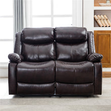 Load image into Gallery viewer, Pu Leather Reclining Living Room Sofa Set Recliner Loveseat Two-seat Sofa Brown
