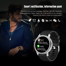 Last inn bildet i Galleri-visningsprogrammet, Original LEMFO Lf28 Smartwatch Ip68 Waterproof Heart Rate Monitor Sport Smart Watch 30 Days Standby Black dial black steel belt
