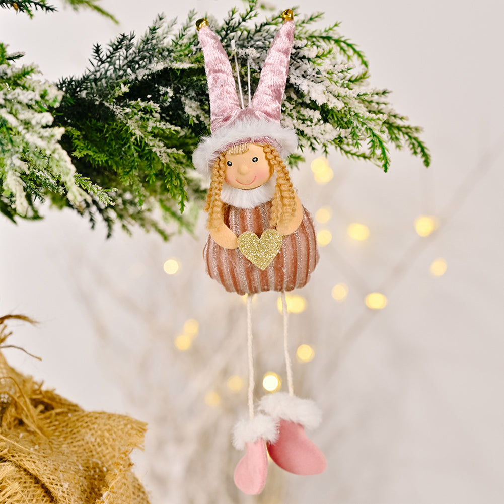 Christmas Girl Pendant Christmas Tree Hanging Decoration Christmas Bells Home Decoration pink