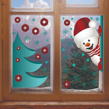 Carica l&#39;immagine nel visualizzatore di Gallery, 2 Pcs/set Christmas  Wall  Stickers Snowman Christmas Tree Snowflake Removable Stickers 40G 20x30cmX2 set
