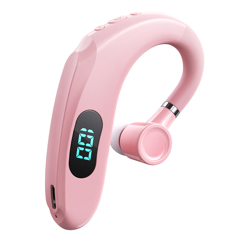 Bluetooth-compatible Headset Digital Display Sports Earhook Stereo Long Standby Wireless Headphones Pink