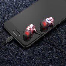 Carica l&#39;immagine nel visualizzatore di Gallery, Magnetic Wired Stereo 3.5mm In-ear  Earphones Super Bass Dual Drive Headset Earbuds Earphone With Mic black
